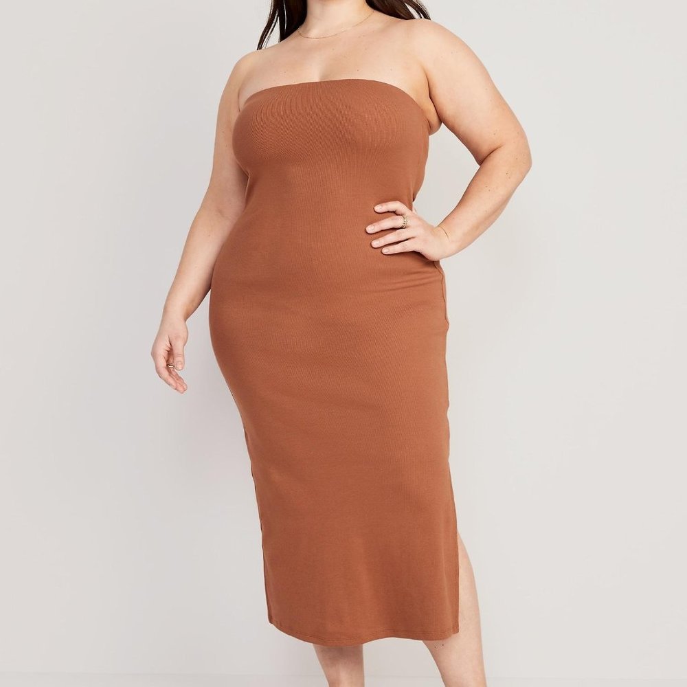 NWT Old Navy Fitted Rib-Knit Midi Tube Dress for Women - Picture 6 of 8